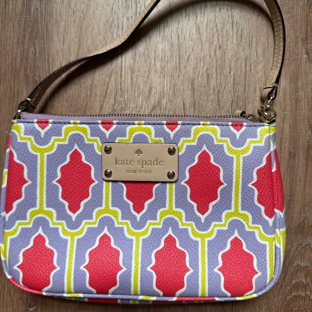 Kate Spade Red and Yellow Geometric Clutch